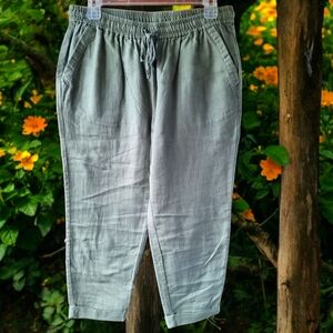 Northern Reflections Linen Blend Sage Green Capris